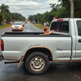 Criança cai da caçamba de caminhonete em Goiânia