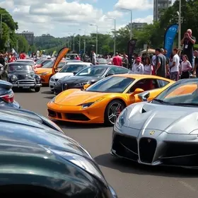 desfile de carros esportivos